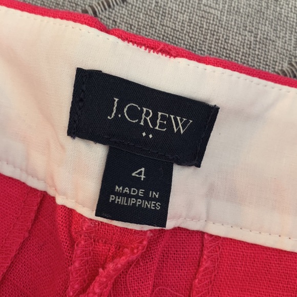 J Crew Linen Scallop Hem Shorts Pink Bright Begonia New 4 Preppy - Picture 4 of 9